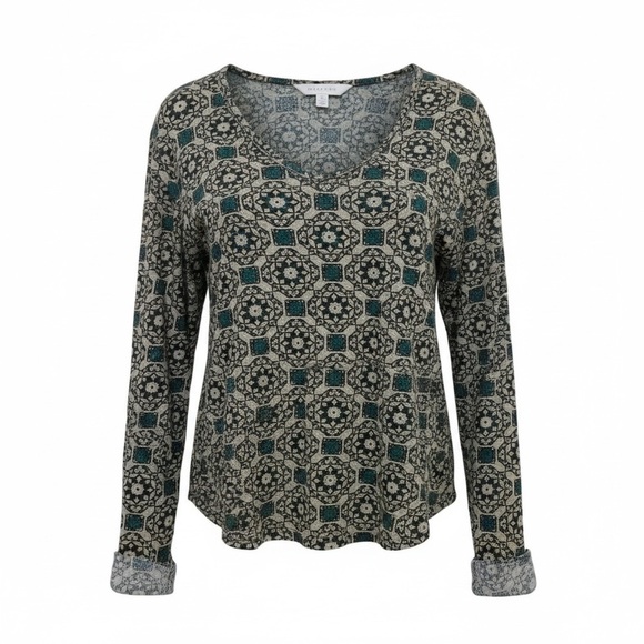 BDG Tops - BDG  Medium Weight Long Sleeve Shirt w Stretch Green/Gray/Gold